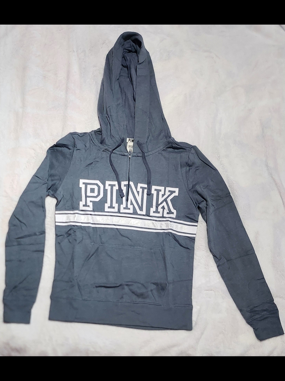 PINK Victoria's Secret Women's Hooded Pullover Sweatshirt - Blue, Size XS